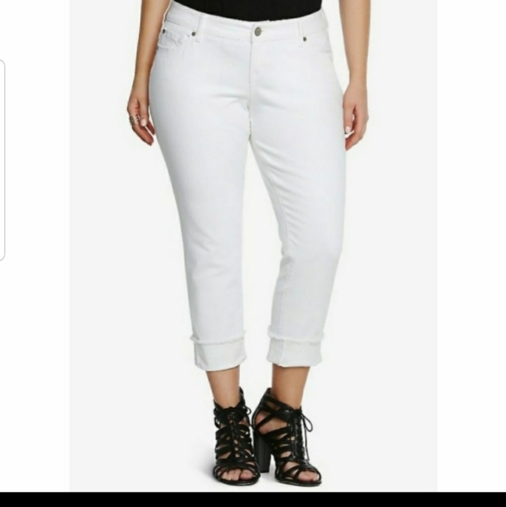 Torrid White Raw Hem Boyfriend Jeans